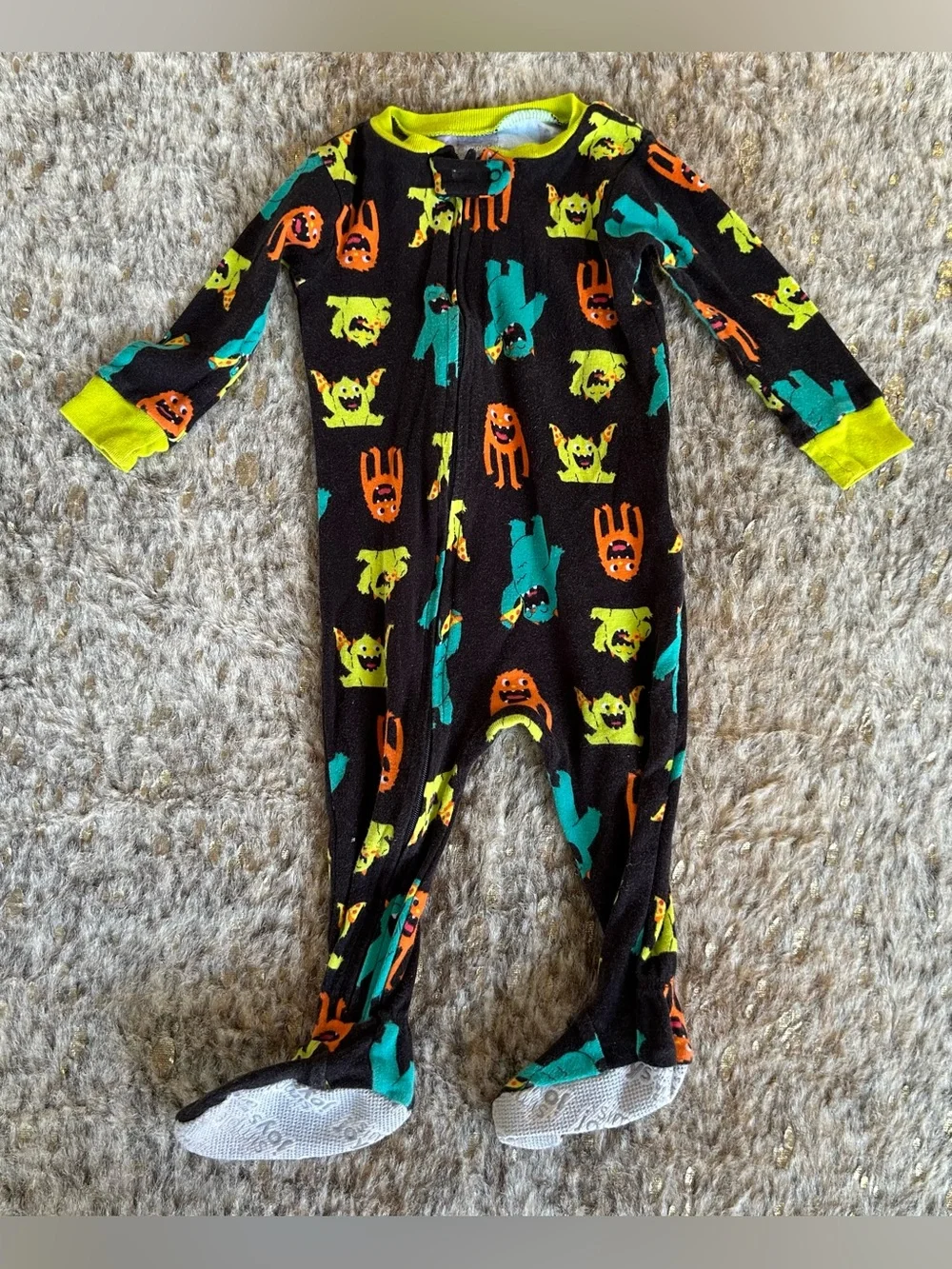 5 for $25🔥Simple Joys Monster Print Footie Pajama Jumpsuit Baby 6-9‎ Months